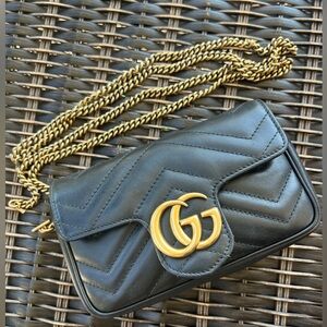 Authentic Gucci Marmont Super Mini Black Chevron